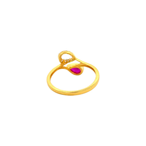 22k Yellow Cubic Zirconia Cocktail Fancy Rings in size 6 and total gold weight of 2.37g