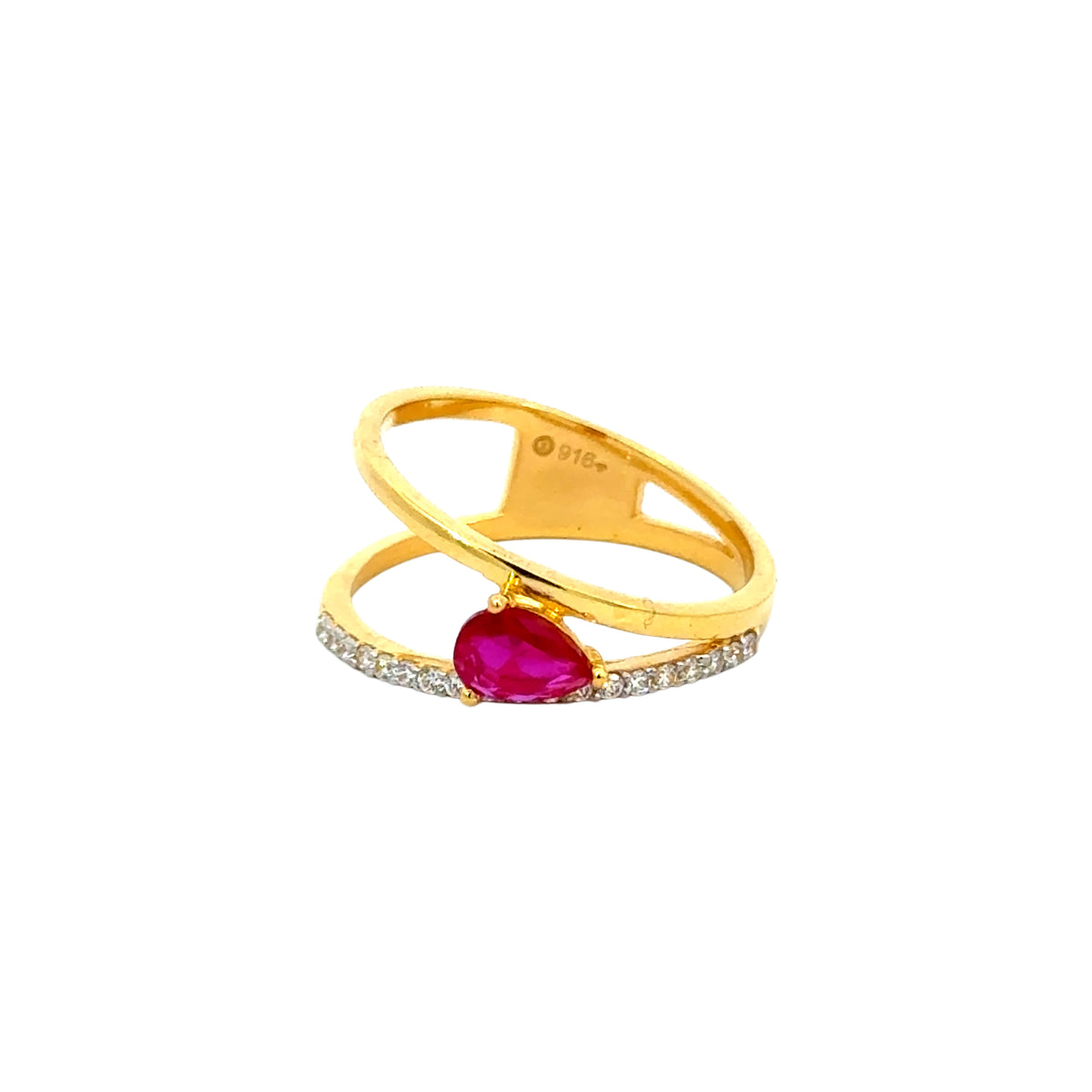 22k Yellow Cubic Zirconia Solitaire Fancy Rings in size 7.5 and total gold weight of 4g