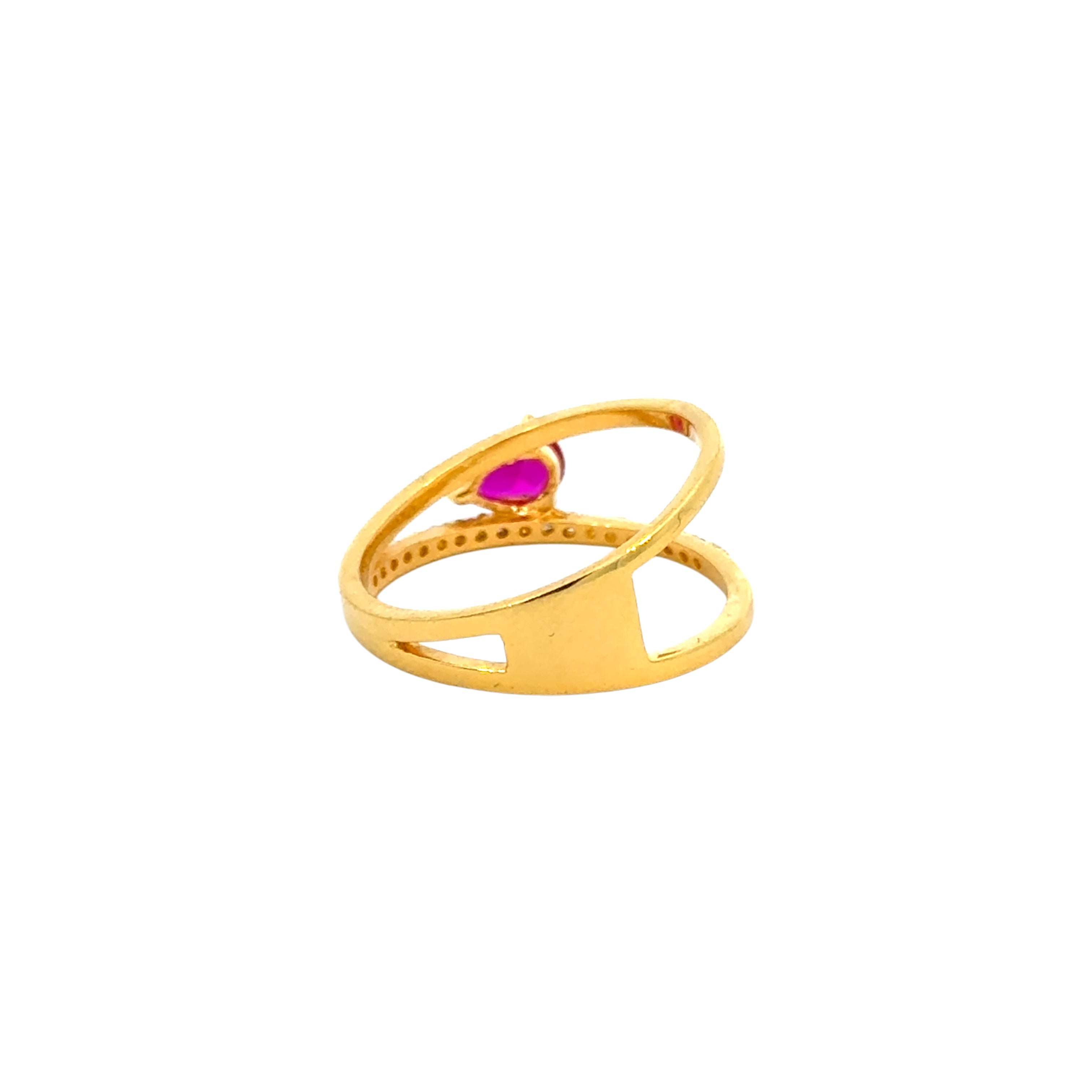 22k Yellow Cubic Zirconia Solitaire Fancy Rings in size 7.5 and total gold weight of 4g