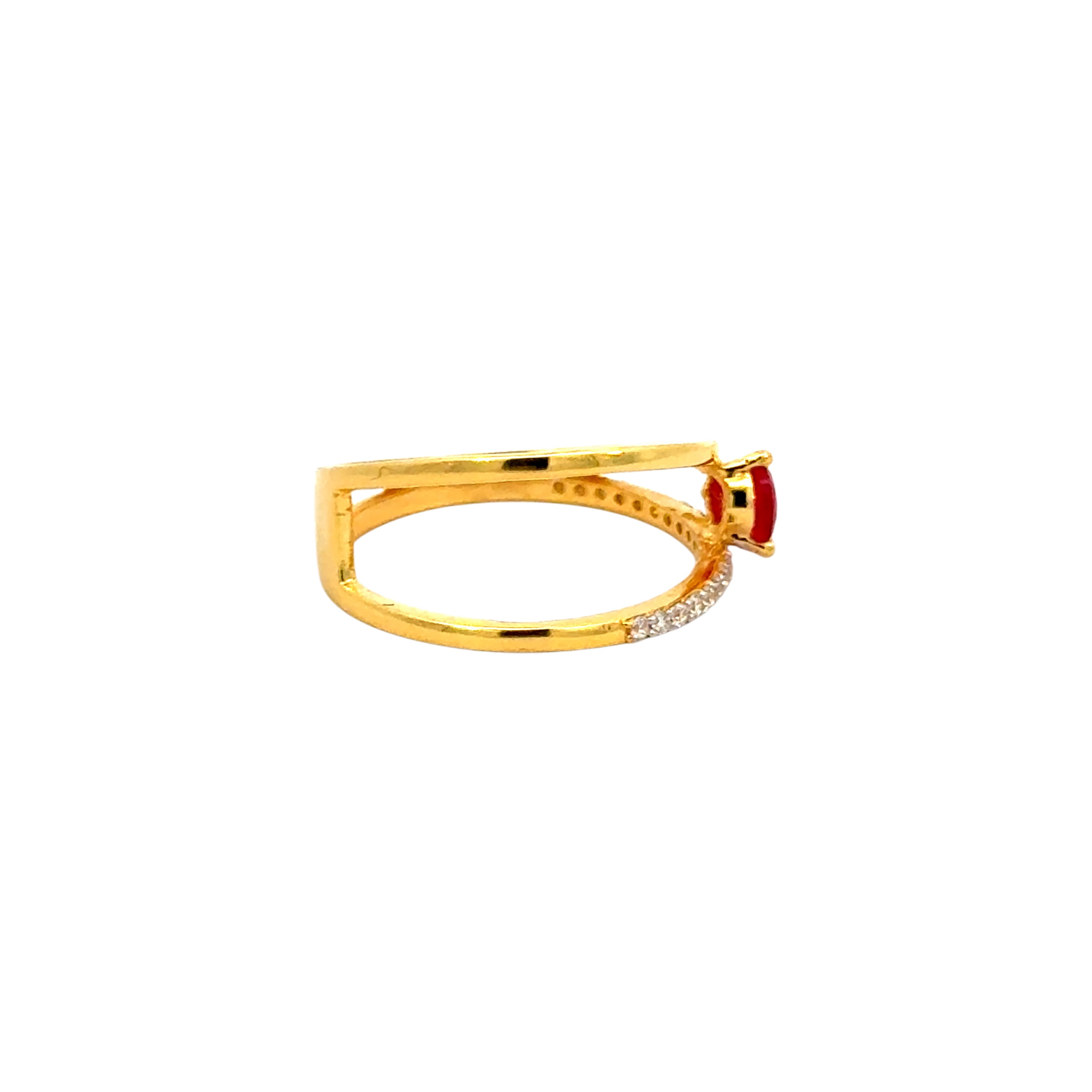 22k Yellow Cubic Zirconia Solitaire Fancy Rings in size 7.5 and total gold weight of 4g