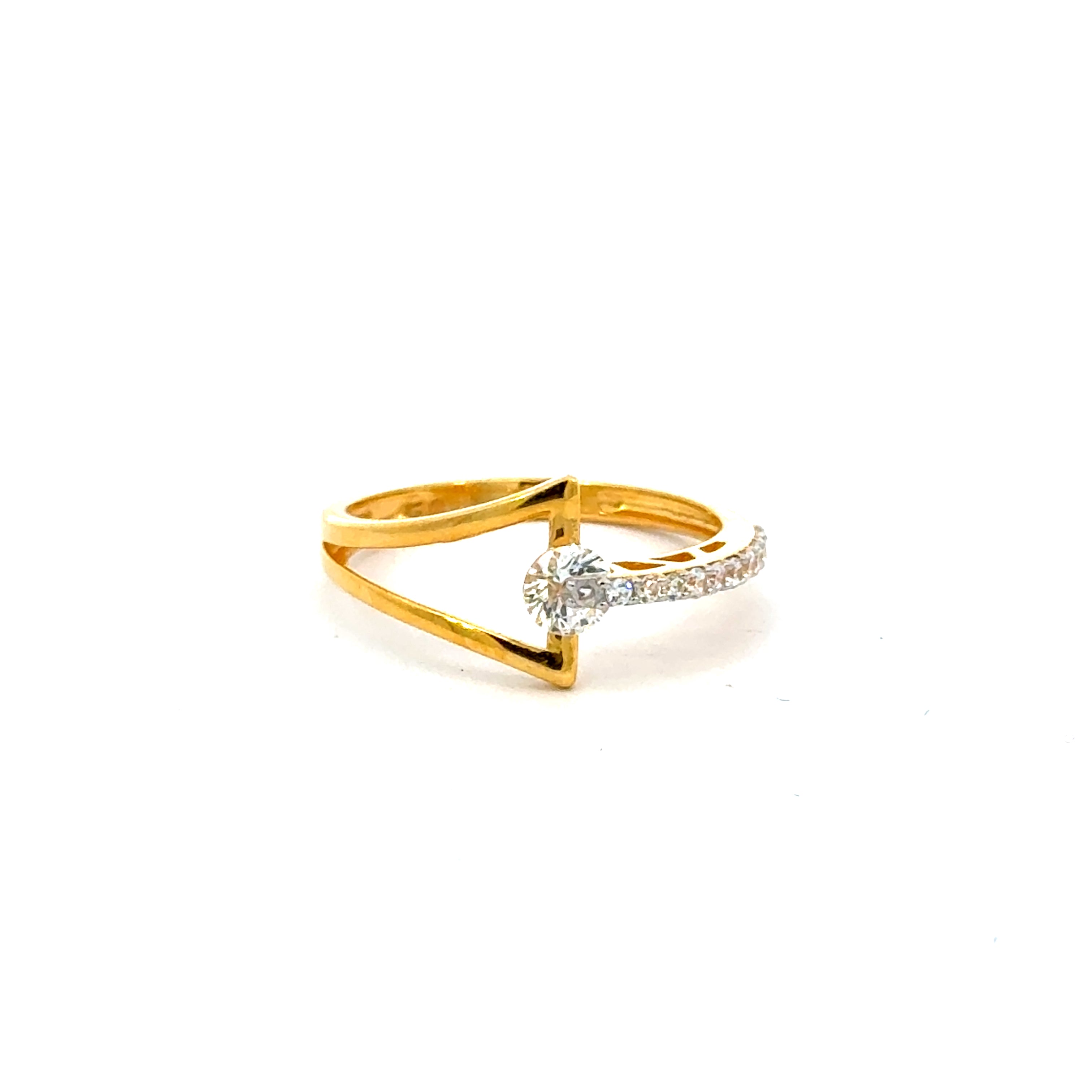 22k Yellow Cubic Zirconia Solitaire Cocktail Petite  Rings in size 6.5 and total gold weight of 2.18g