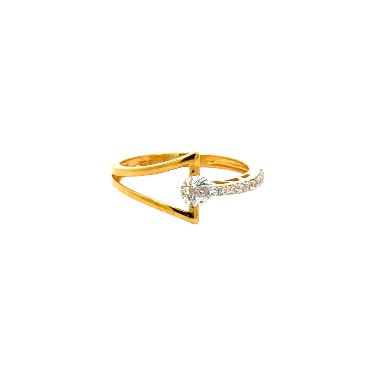 22k Yellow Cubic Zirconia Solitaire Cocktail Petite  Rings in size 6.5 and total gold weight of 2.18g