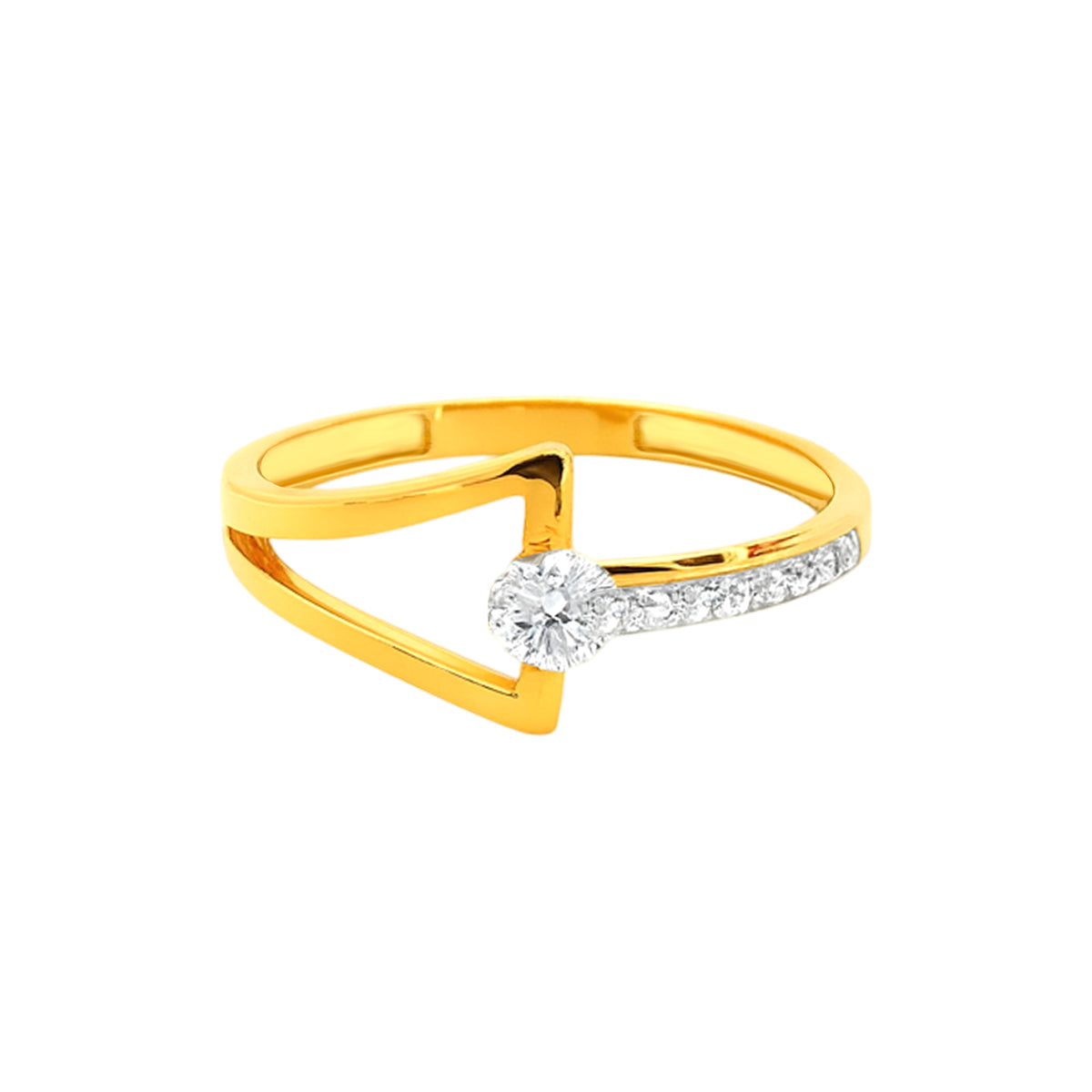 22k Yellow Cubic Zirconia Solitaire Cocktail Petite  Rings in size 6.5 and total gold weight of 2.18g