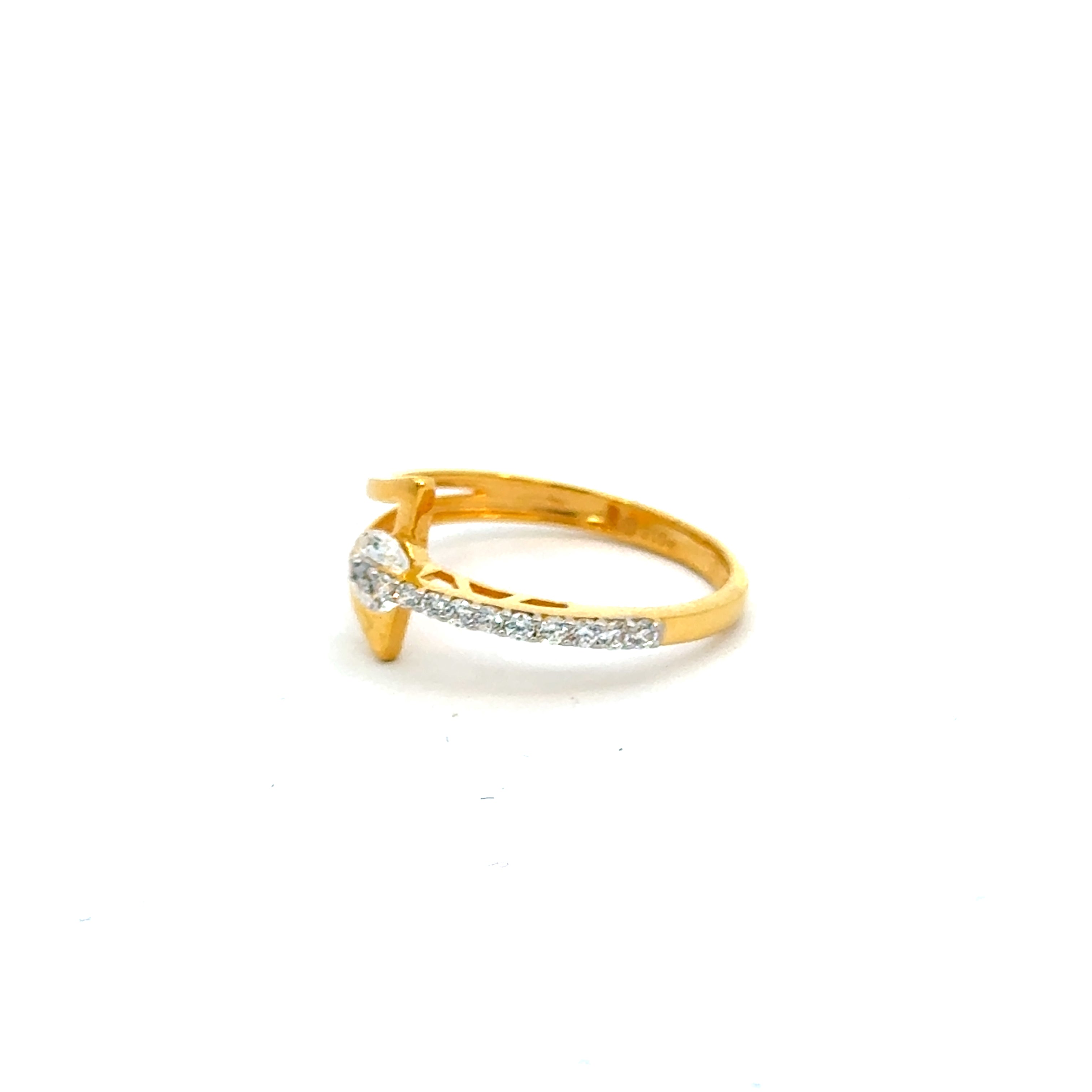 22k Yellow Cubic Zirconia Solitaire Cocktail Petite  Rings in size 6.5 and total gold weight of 2.18g