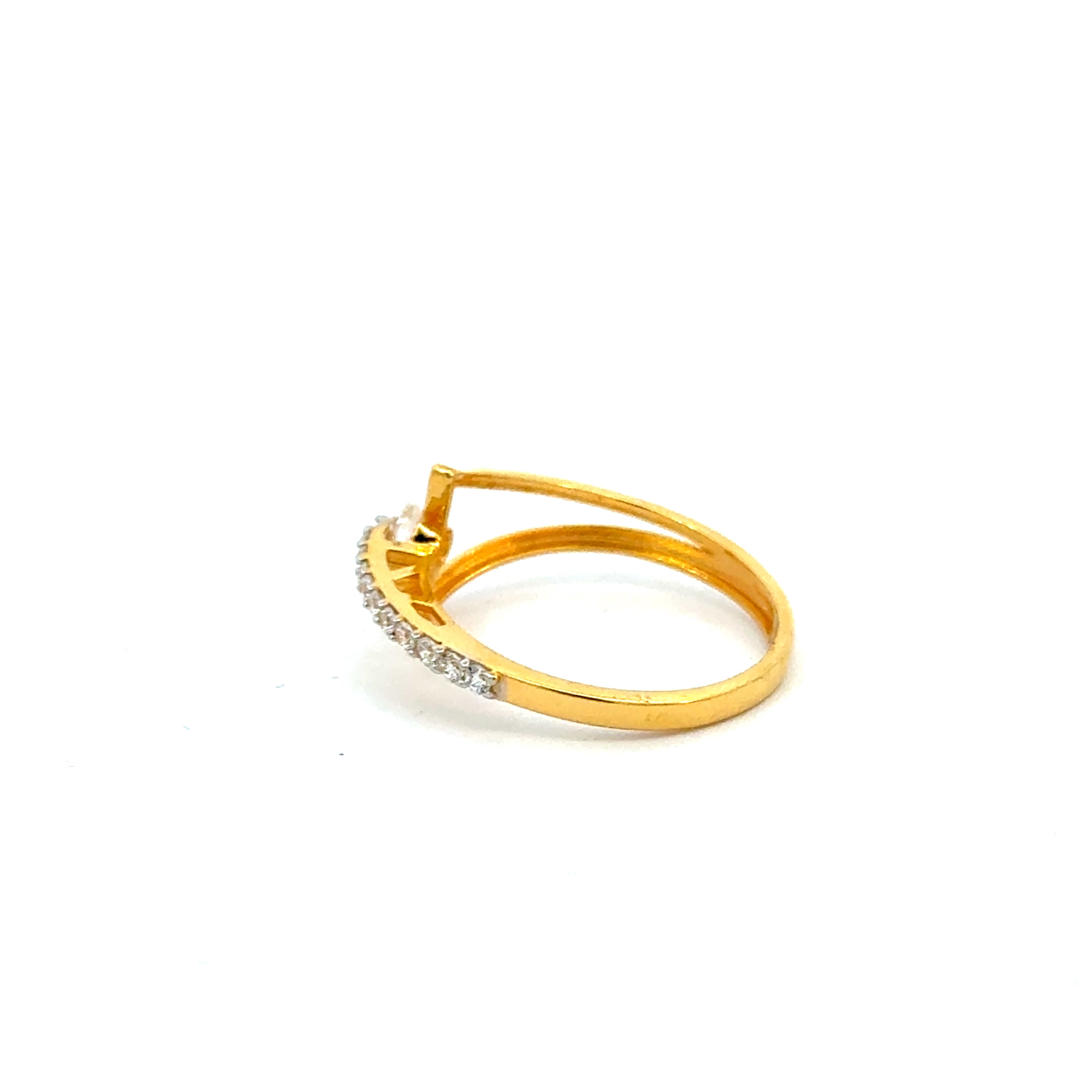 22k Yellow Cubic Zirconia Solitaire Cocktail Petite  Rings in size 6.5 and total gold weight of 2.18g