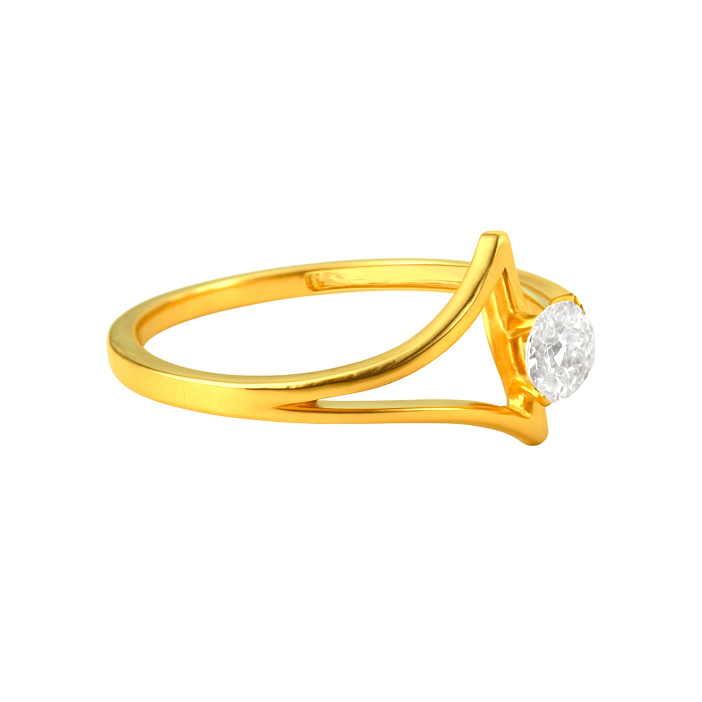 22k Yellow Cubic Zirconia Solitaire Cocktail Petite  Rings in size 6.5 and total gold weight of 2.18g