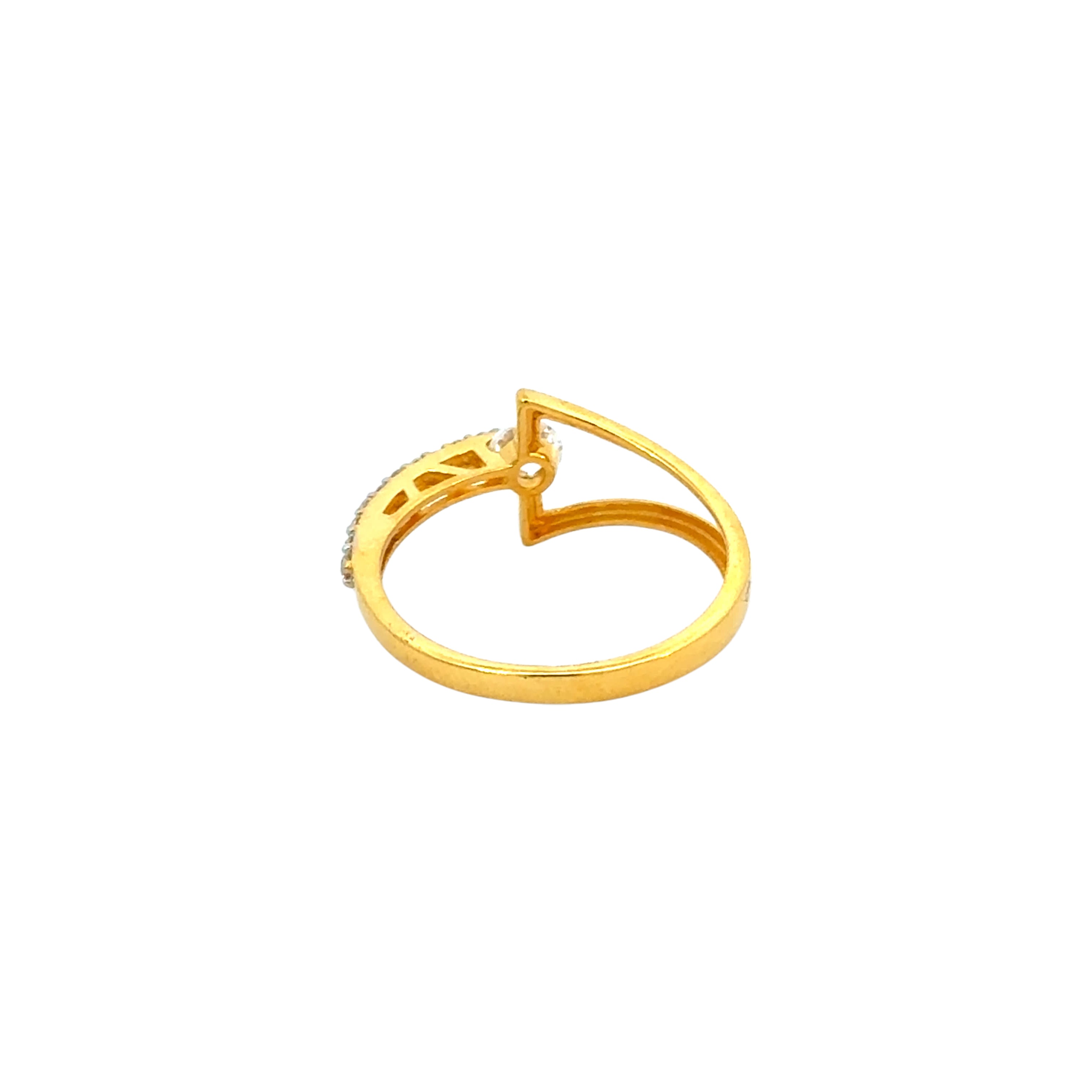 22k Yellow Cubic Zirconia Solitaire Cocktail Petite  Rings in size 6.5 and total gold weight of 2.18g