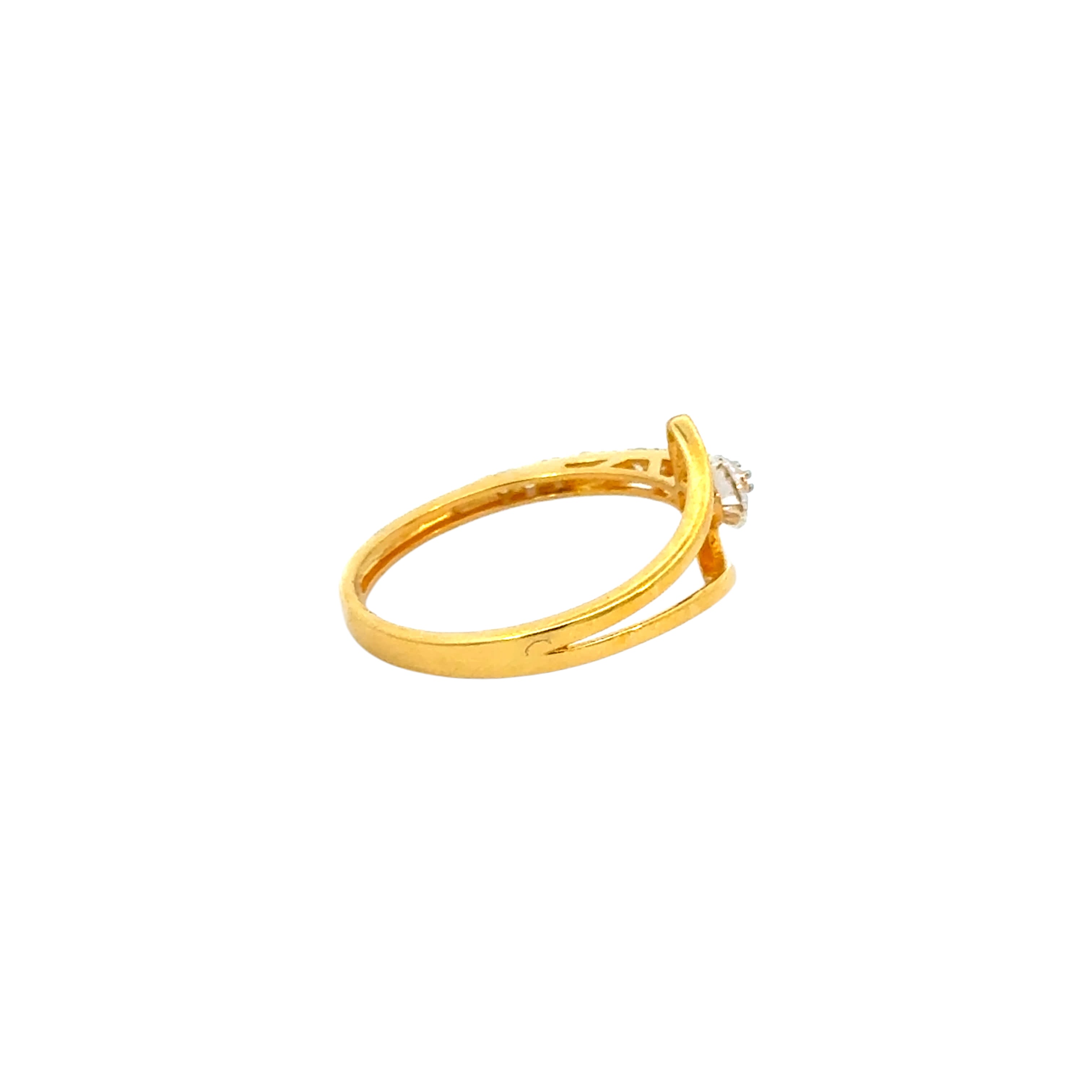 22k Yellow Cubic Zirconia Solitaire Cocktail Petite  Rings in size 6.5 and total gold weight of 2.18g