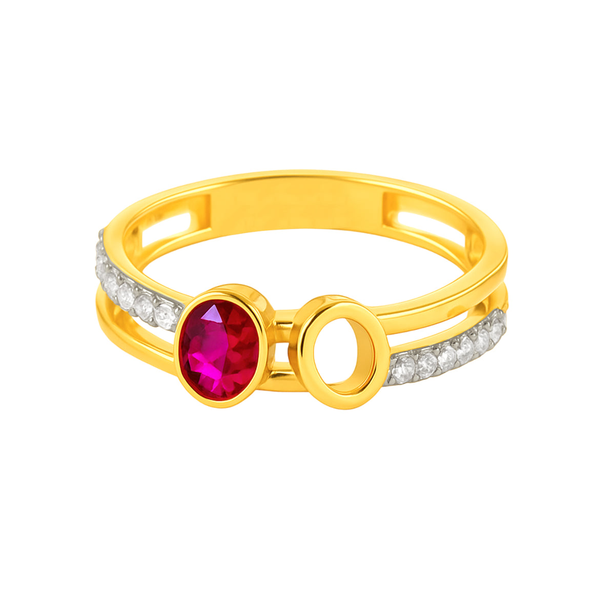 22k Yellow Cubic Zirconia Solitaire Cocktail Rings in size 7 and total gold weight of 2.67g