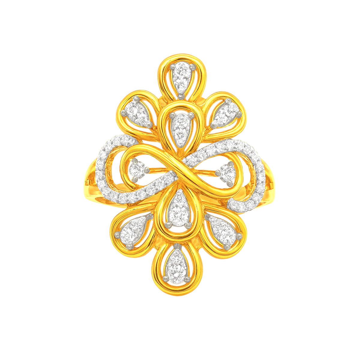 22k Yellow Cubic Zirconia Cocktail Fancy Rings in size 7 and total gold weight of 4.82g