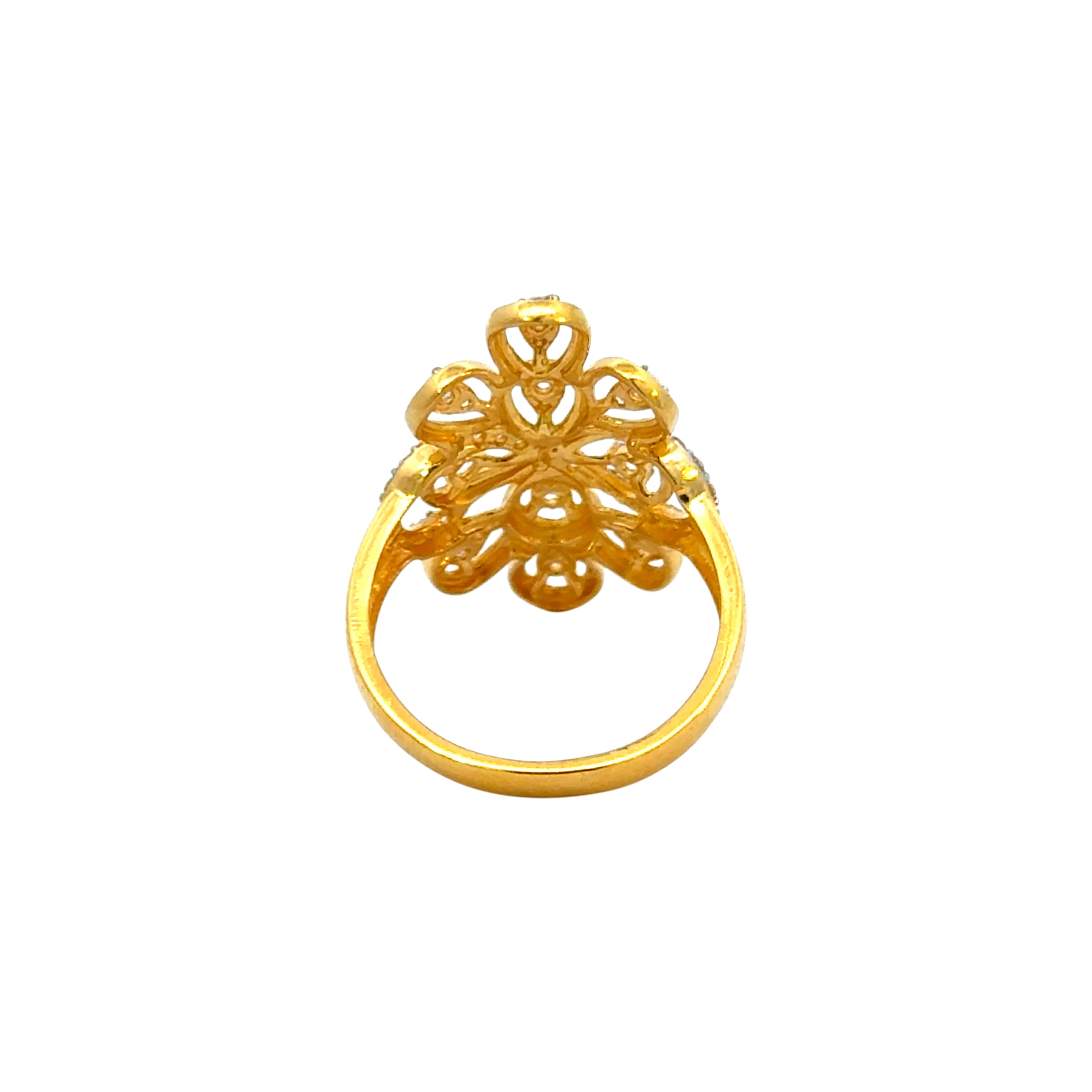 22k Yellow Cubic Zirconia Cocktail Fancy Rings in size 7 and total gold weight of 4.82g