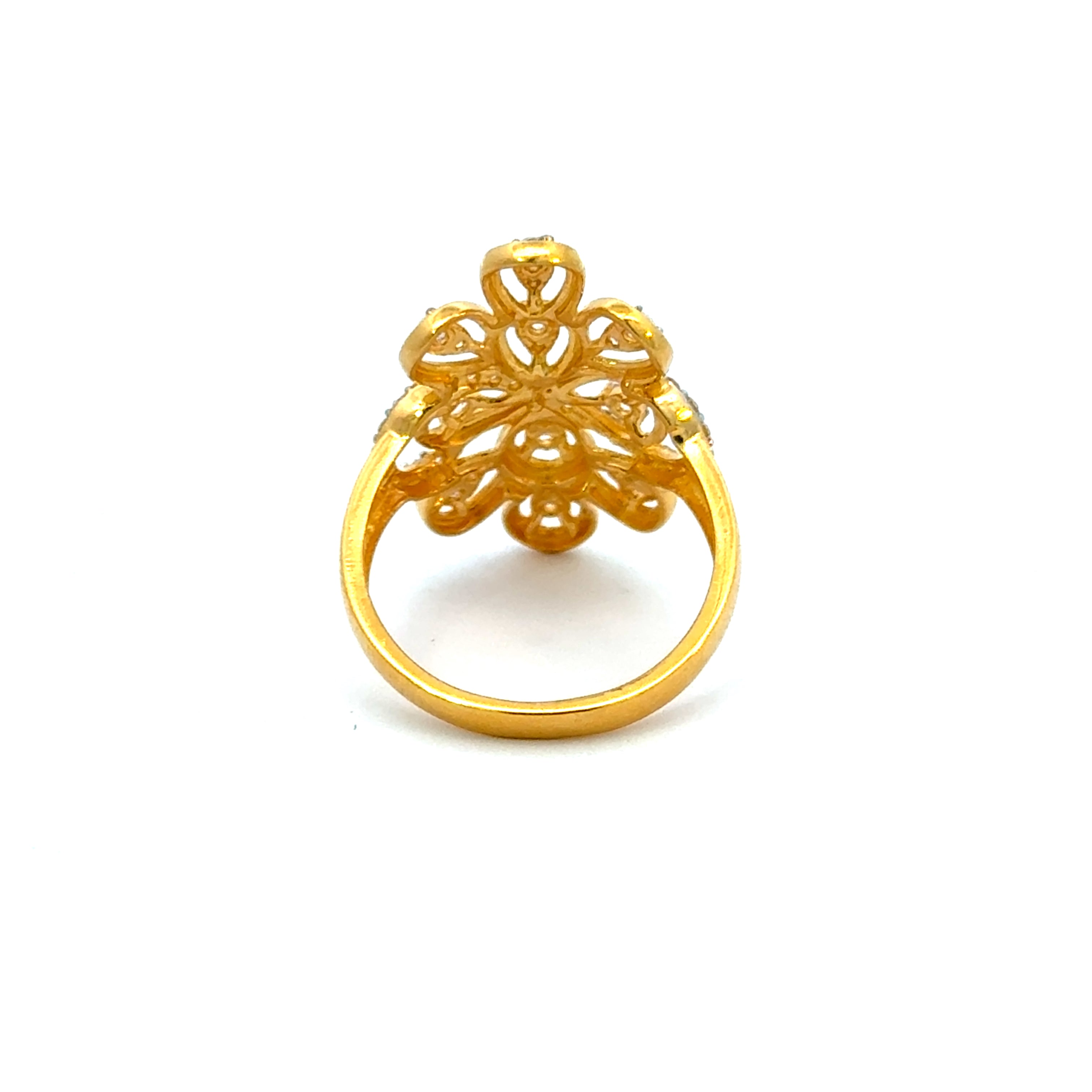 22k Yellow Cubic Zirconia Cocktail Fancy Rings in size 7 and total gold weight of 4.82g