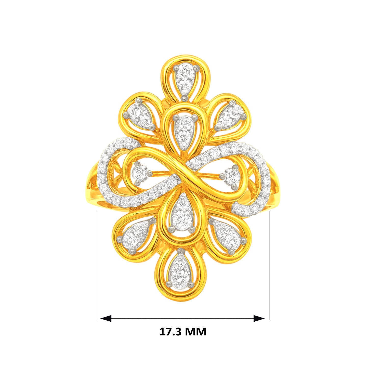22k Yellow Cubic Zirconia Cocktail Fancy Rings in size 7 and total gold weight of 4.82g
