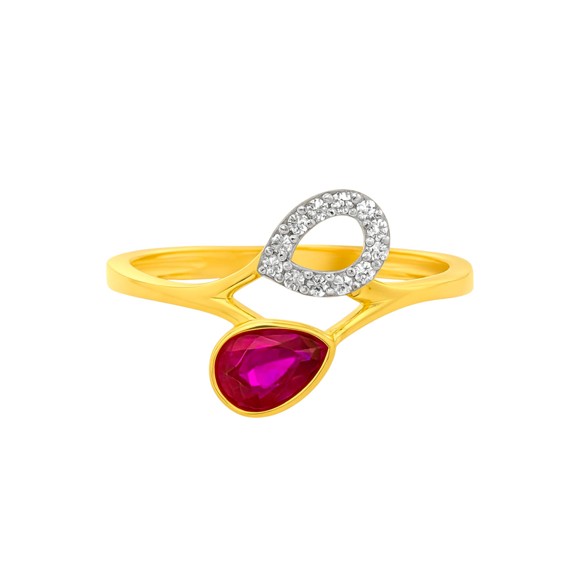 22k Yellow Cubic Zirconia Cocktail Fancy Petite  Rings in size 6.5 and total gold weight of 2.54g