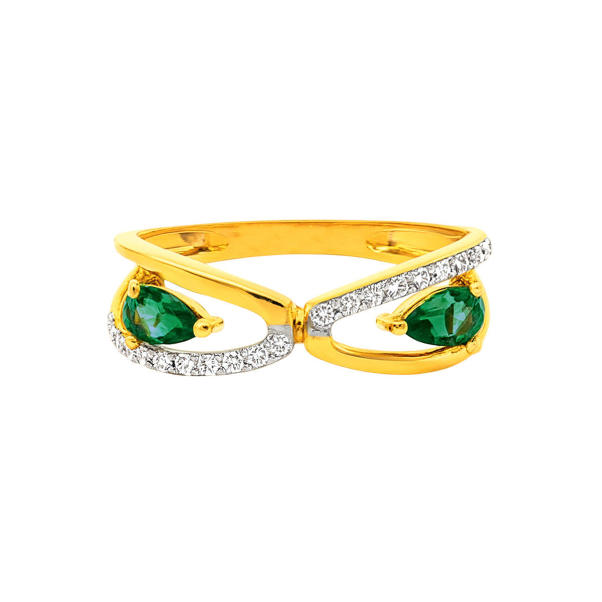 22k Yellow Cubic Zirconia Cocktail Fancy Petite  Rings in size 6.5 and total gold weight of 2.49g
