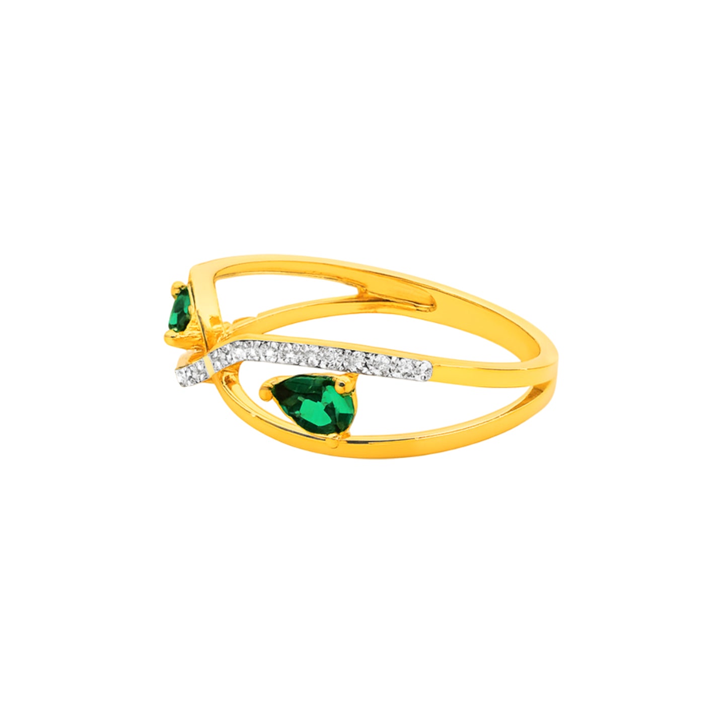 22k Yellow Cubic Zirconia Cocktail Fancy Petite  Rings in size 6.5 and total gold weight of 2.49g