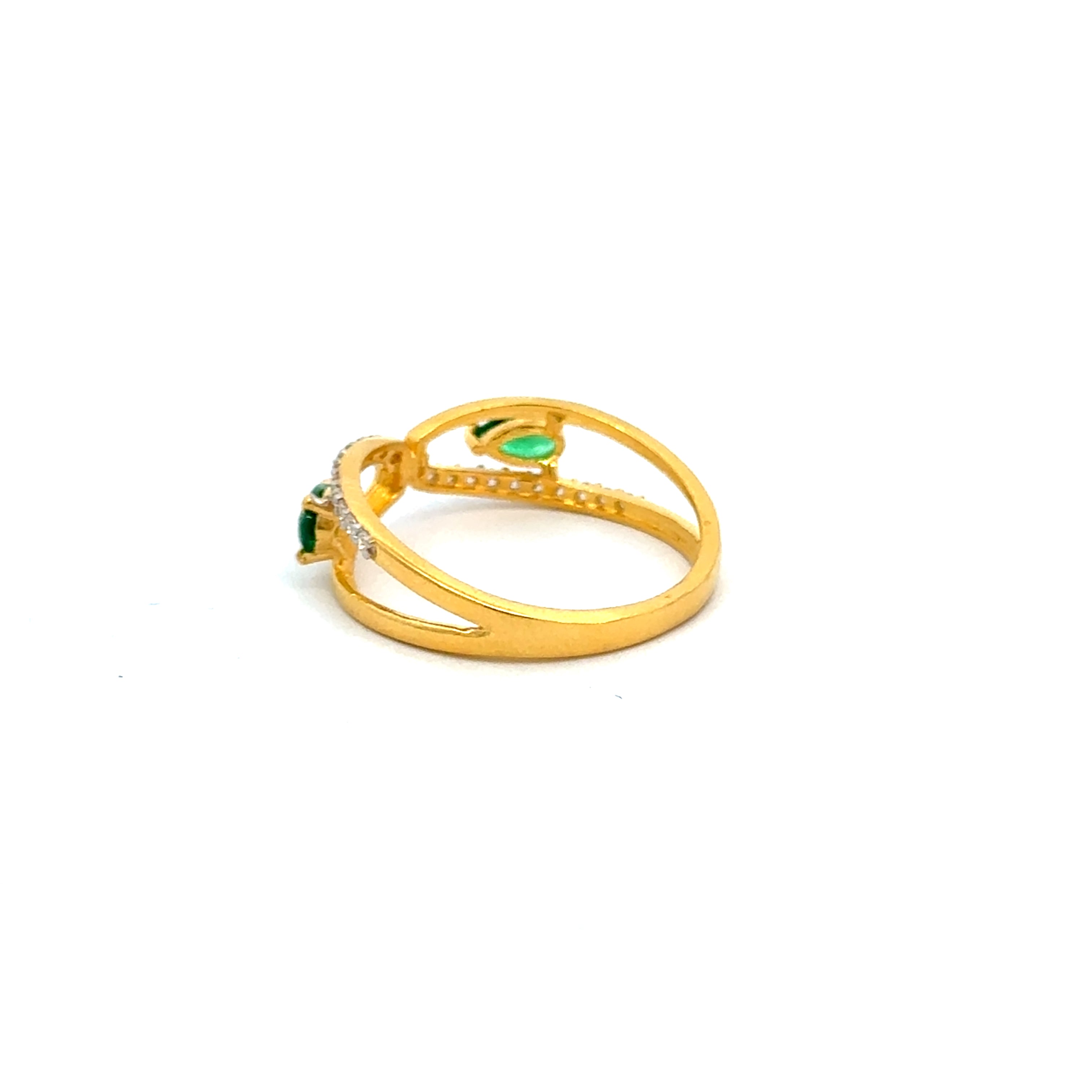 22k Yellow Cubic Zirconia Cocktail Fancy Petite  Rings in size 6.5 and total gold weight of 2.49g