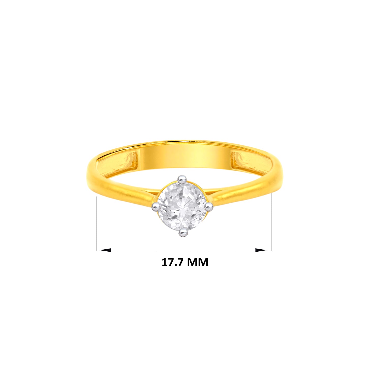 22k Yellow Cubic Zirconia Solitaire Rings in size 7.5 and total gold weight of 2.8g