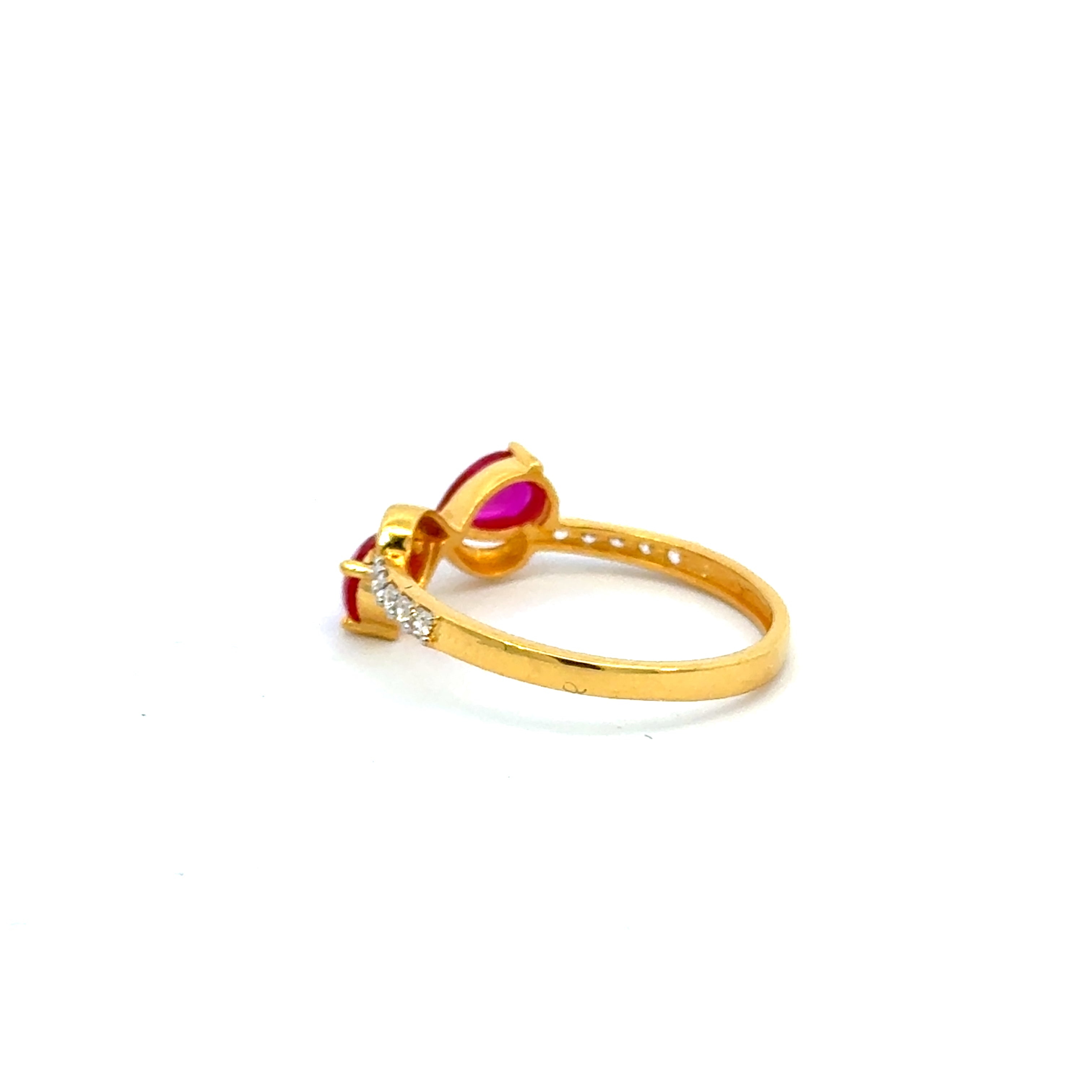 22k Yellow Cubic Zirconia Cocktail Fancy Petite  Rings in size 7.5 and total gold weight of 2.48g