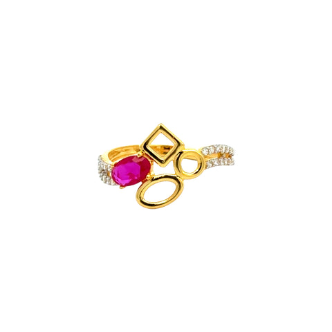 22k Yellow Cubic Zirconia Cocktail Fancy Rings in size 7 and total gold weight of 2.52g