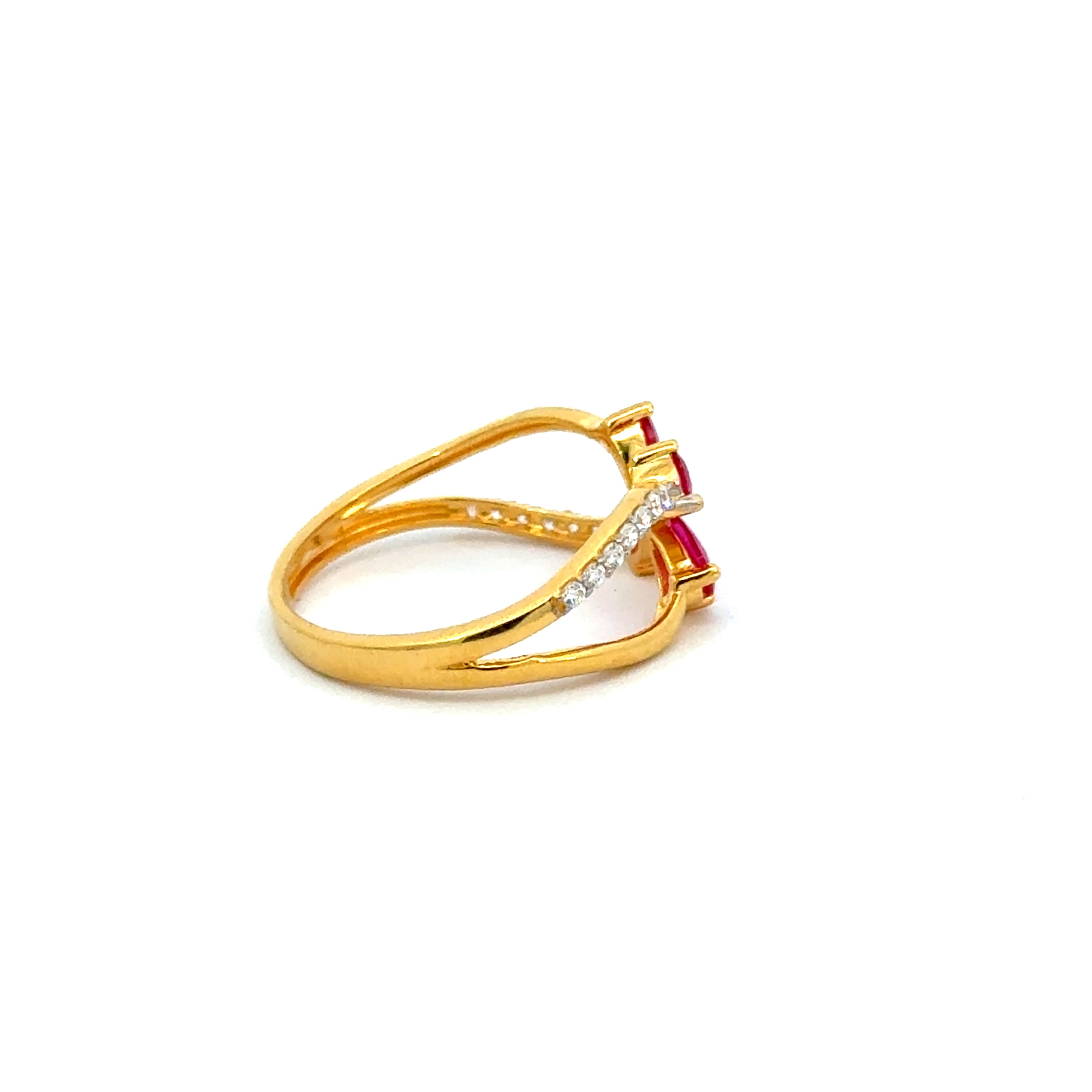 22k Yellow Cubic Zirconia Cocktail Fancy Rings in size 8 and total gold weight of 3.13g