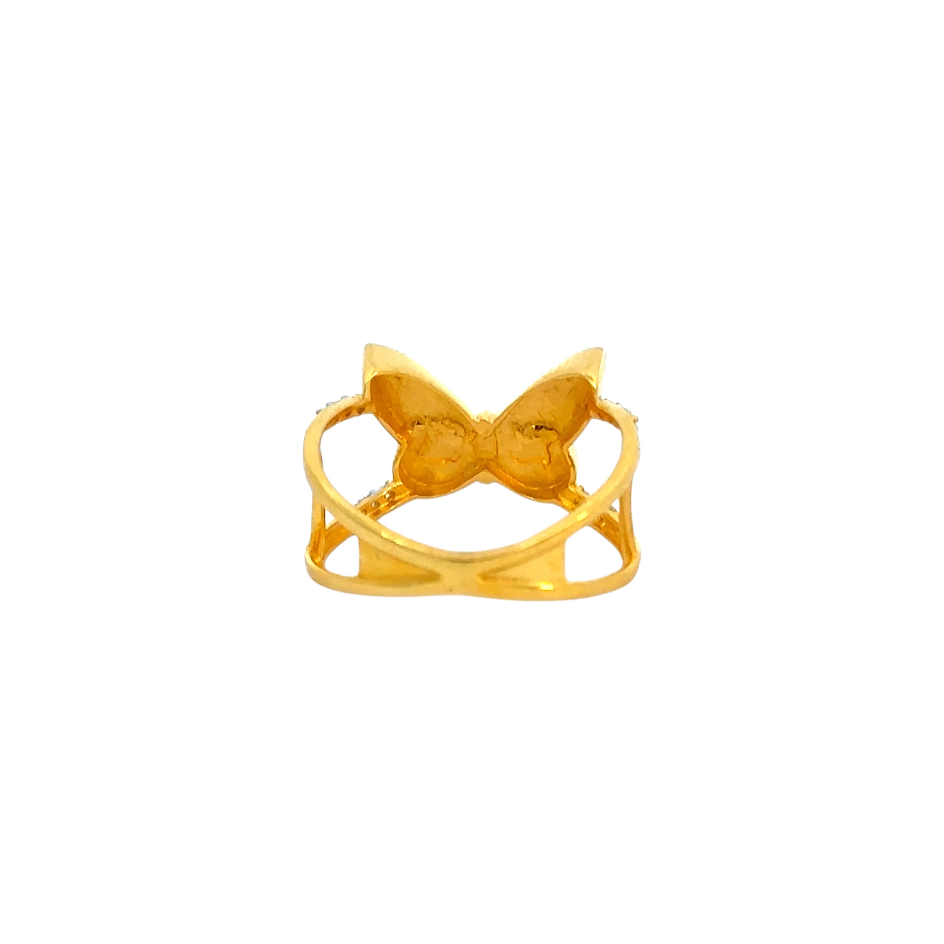 22k Yellow Cubic Zirconia Cocktail Fancy Butterfly  Rings in size 6.5 and total gold weight of 3.14g
