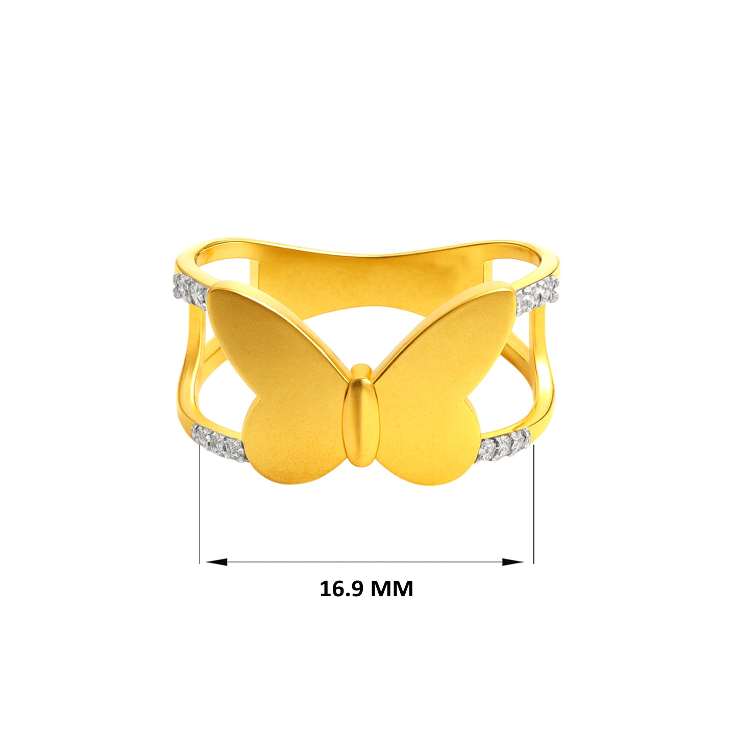 22k Yellow Cubic Zirconia Cocktail Fancy Butterfly  Rings in size 6.5 and total gold weight of 3.14g