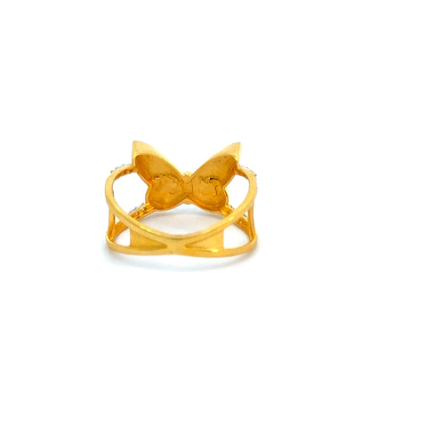 22k Yellow Cubic Zirconia Cocktail Fancy Butterfly  Rings in size 6.5 and total gold weight of 3.32g