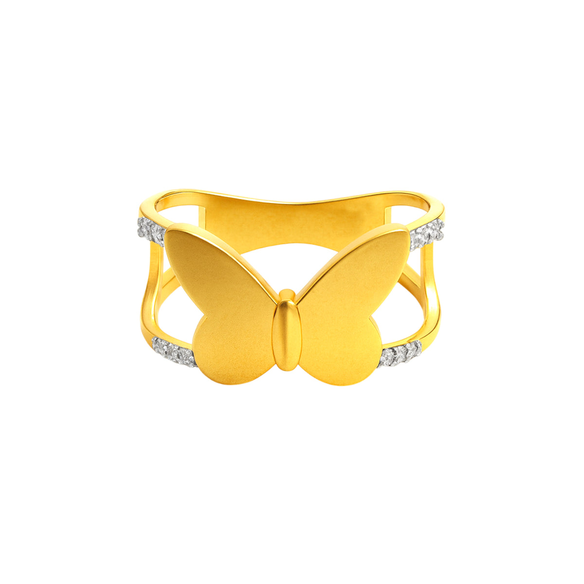 22k Yellow Cubic Zirconia Cocktail Fancy Butterfly  Rings in size 6.5 and total gold weight of 3.32g