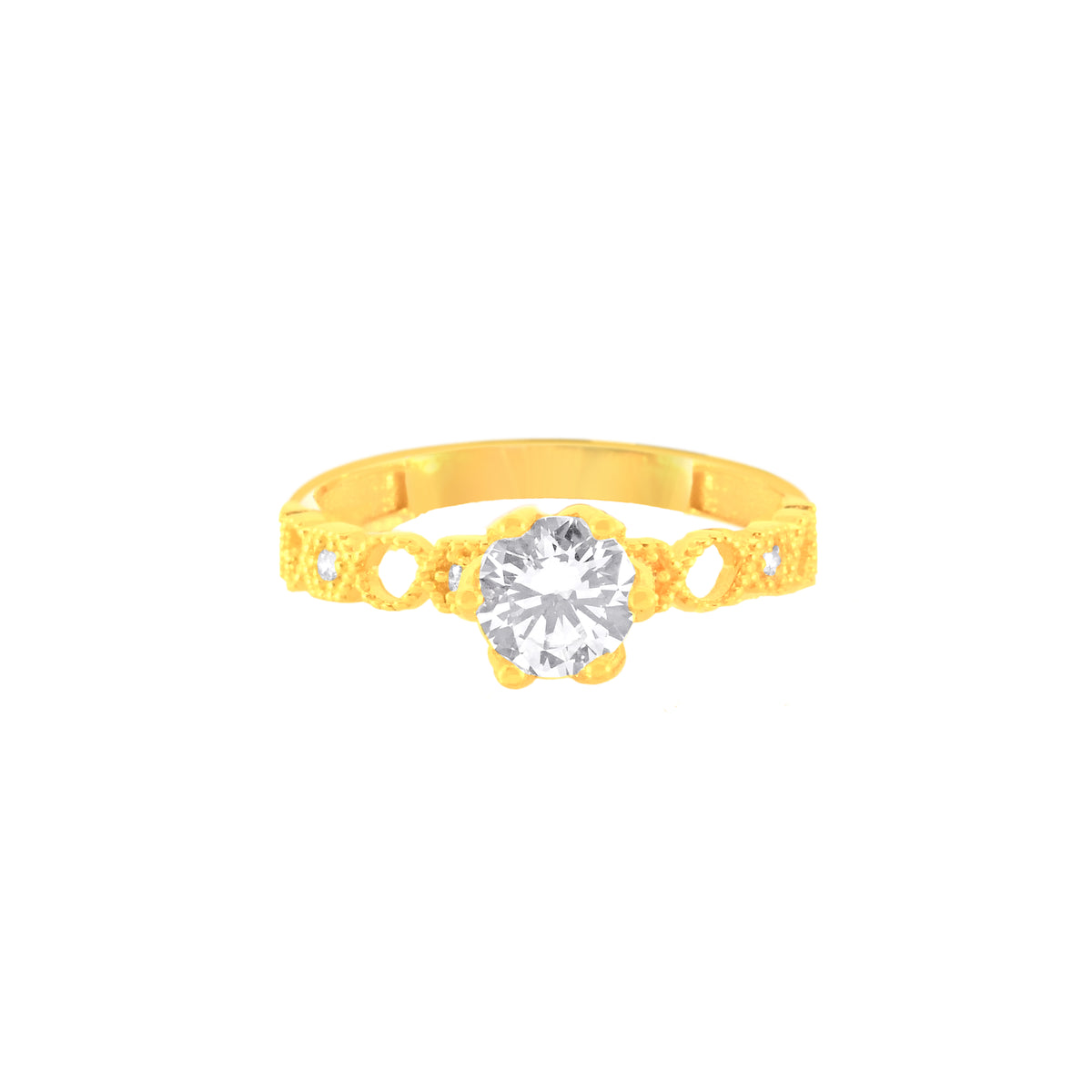 22k Yellow Cubic Zirconia Ring in size 7.2 and total gold weight of 2.59g