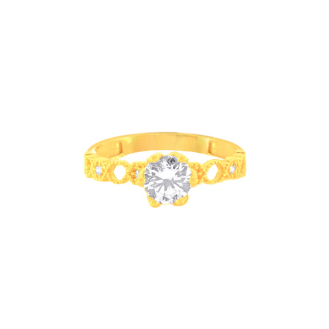 22k Yellow Cubic Zirconia Ring in size 7.2 and total gold weight of 2.59g
