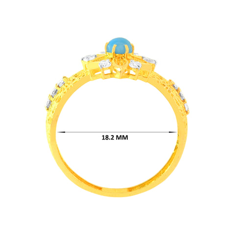 22k Yellow Cubic Zirconia Firoza Gemstone Cocktail Ring in size 8