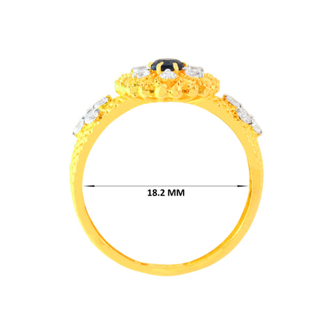 22k Yellow Cubic Zirconia Sapphire Gemstone Cocktail Ring in size 8
