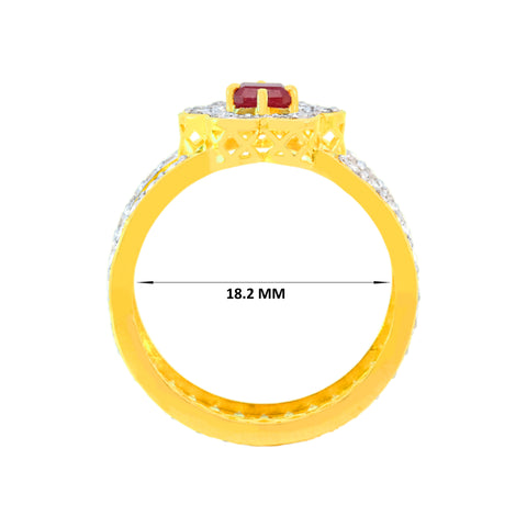 22k Yellow Cubic Zirconia Ruby Gemstone Cocktail Ring in size 8