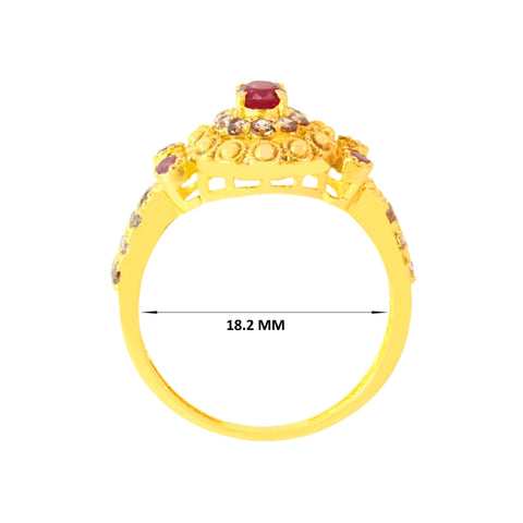 22k Yellow Cubic Zirconia Ruby Antique Ring in size 8