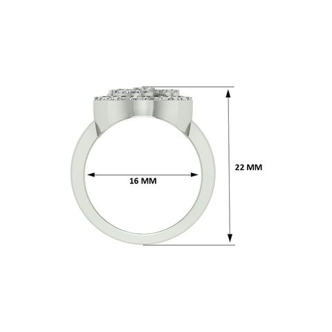 18k White Gold and Round Brilliant Cut Diamond Om Ring in size 5.5 and total gold weight of 3.67g