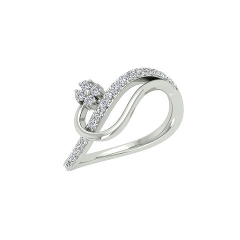 18k White Gold and Round Brilliant Cut Diamond Fancy Ring in size 5.5 and total gold weight of 2.27g