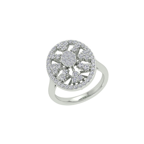 18k White Gold and Round Brilliant Cut Diamond Fancy Ring in size 5.5 and total gold weight of 4.59g