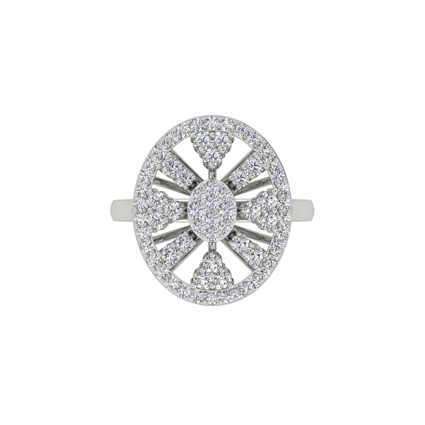 18k White Gold and Round Brilliant Cut Diamond Fancy Ring in size 5.5 and total gold weight of 4.59g