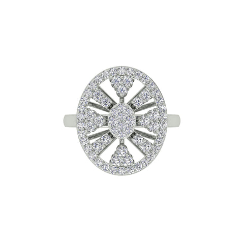 18k White Gold and Round Brilliant Cut Diamond Fancy Ring in size 5.5 and total gold weight of 4.59g