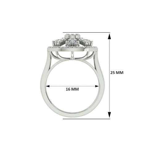 18k White Gold and Round Brilliant Cut Diamond Fancy Ring in size 5.5 and total gold weight of 4.59g