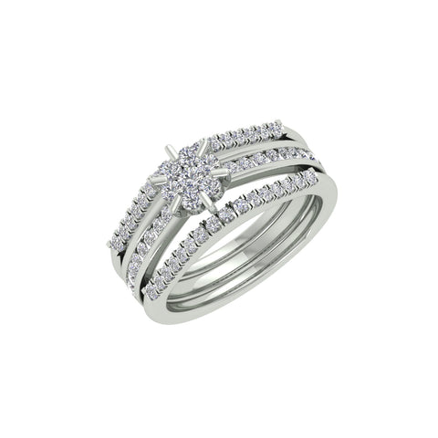 18k White Gold and Round Brilliant Cut Diamond Fancy Ring in size 5.5 and total gold weight of 5.92g