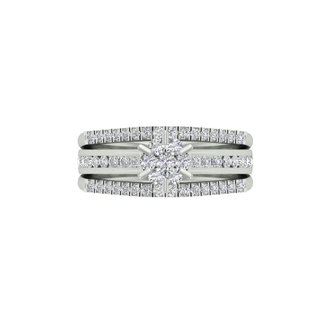 18k White Gold and Round Brilliant Cut Diamond Fancy Ring in size 5.5 and total gold weight of 5.92g