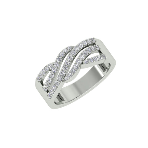 18k White Gold and Round Brilliant Cut Diamond Fancy Ring in size 5.5 and total gold weight of 3.66g