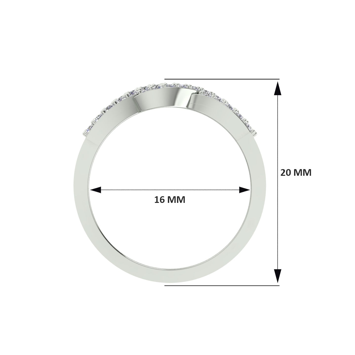 18k White Gold and Round Brilliant Cut Diamond Fancy Ring in size 5.5 and total gold weight of 3.66g