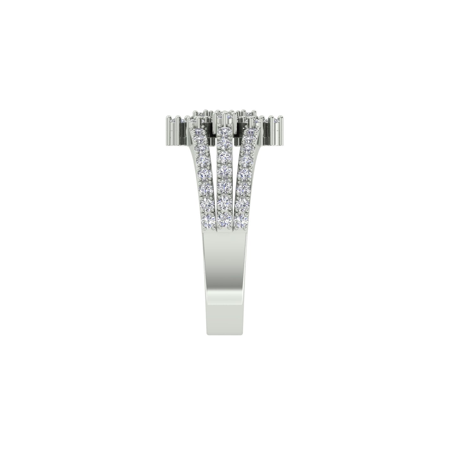 18k White Gold and Round Brilliant Cut Diamond Fancy Ring in size 5.5 and total gold weight of 3.74g