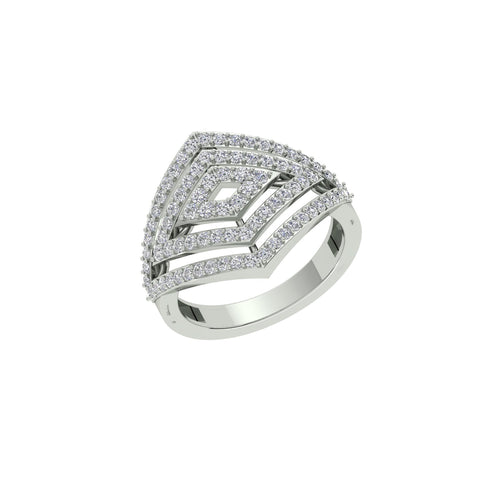 18k White Gold and Round Brilliant Cut Diamond Fancy Ring in size 5.5 and total gold weight of 3.64g