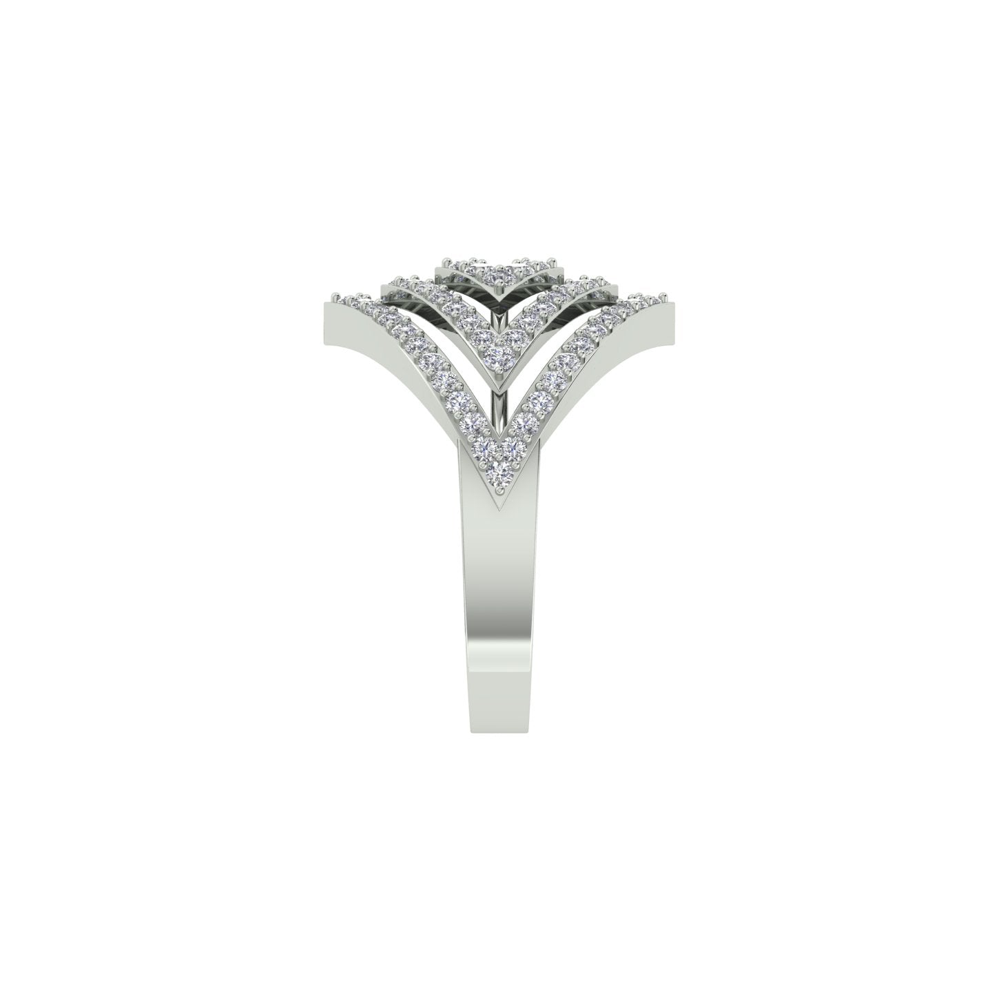 18k White Gold and Round Brilliant Cut Diamond Fancy Ring in size 5.5 and total gold weight of 3.64g