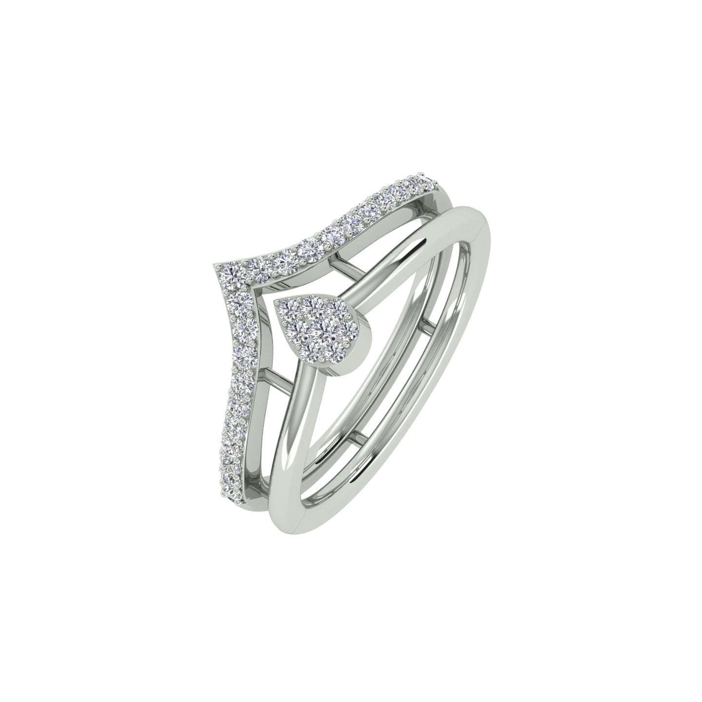 18k White Gold and Diamond Fancy Ring in size 5.5 and total gold weight of 3.26g