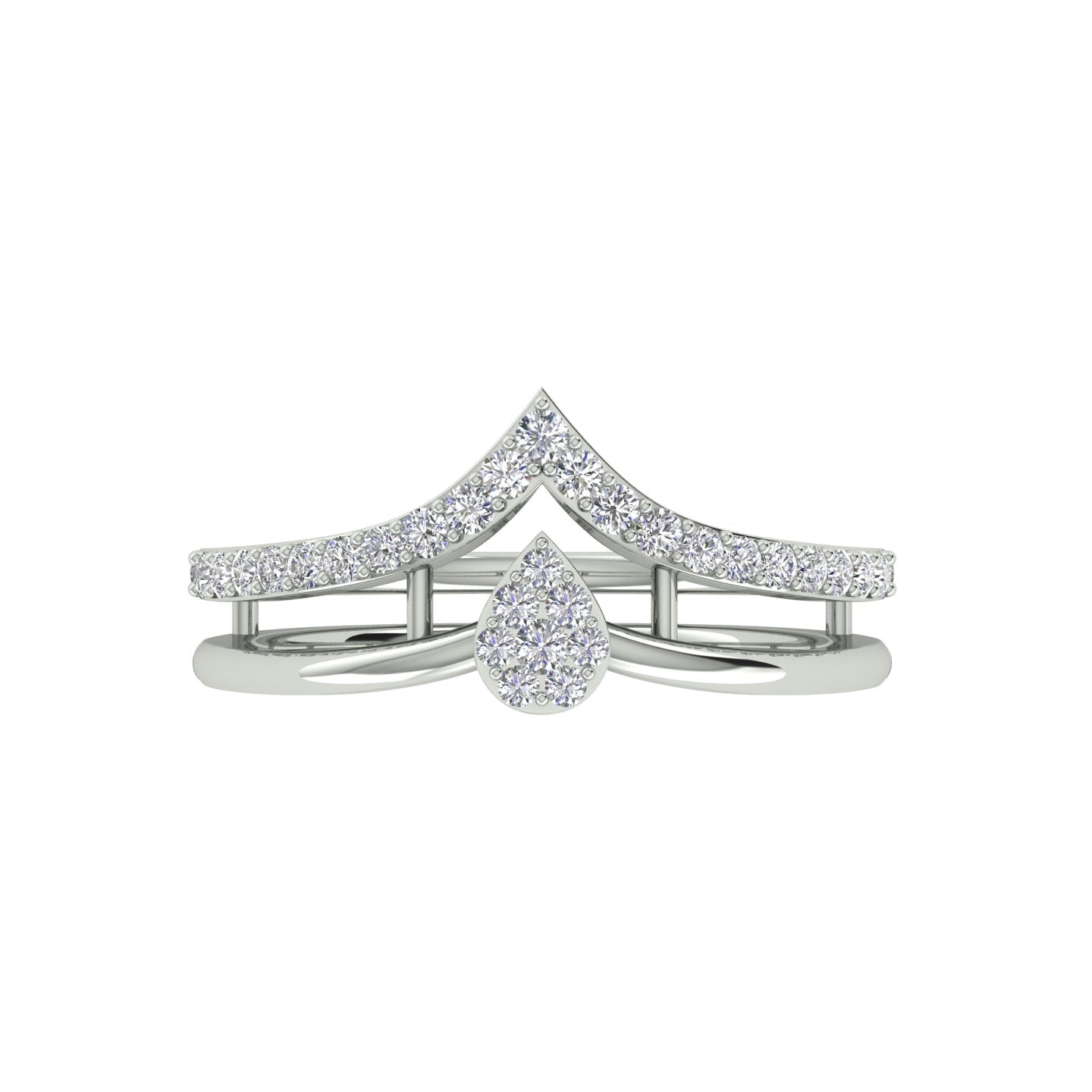 18k White Gold and Diamond Fancy Ring in size 5.5 and total gold weight of 3.26g